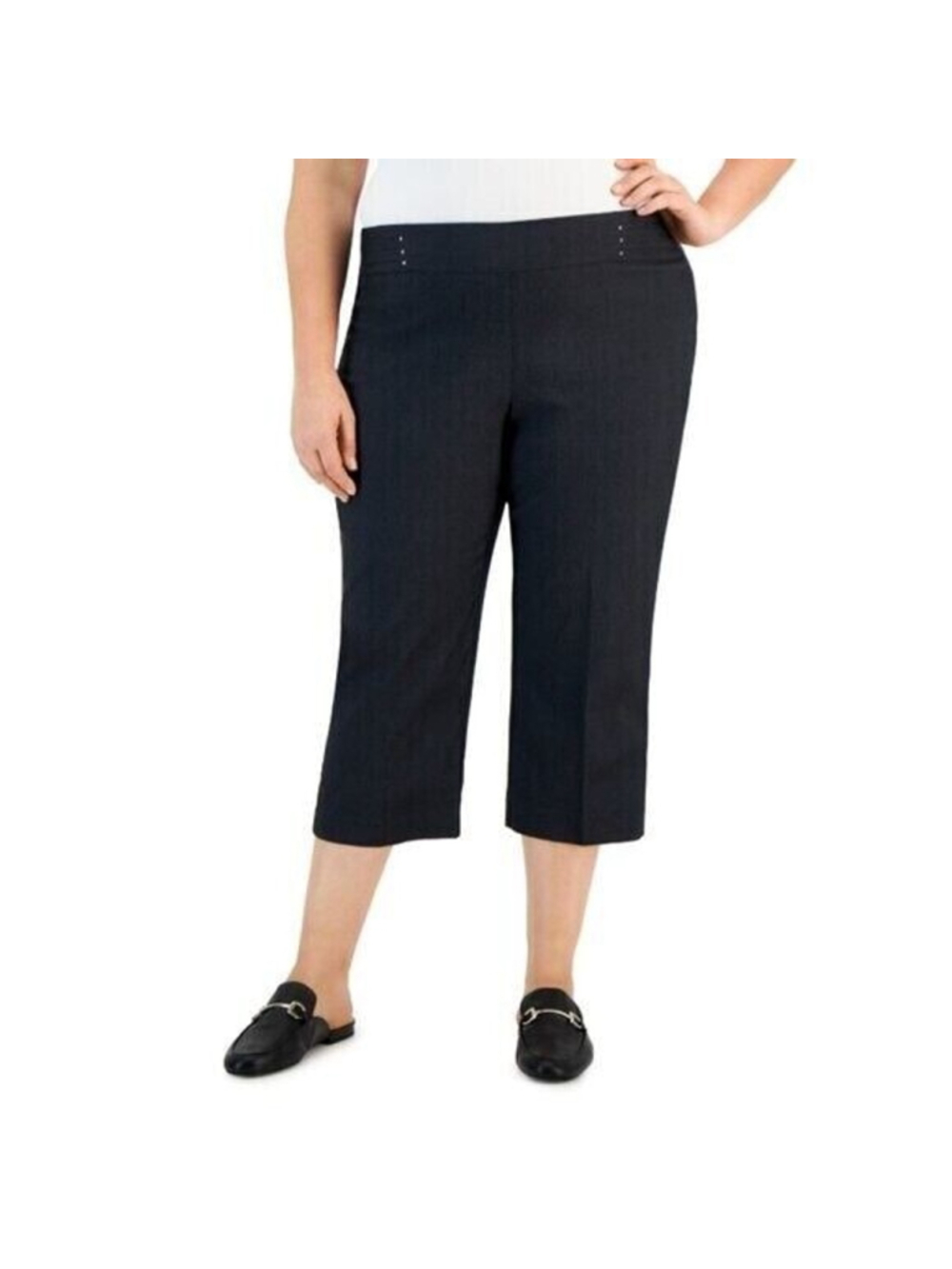 JM Collection Tummy Control Pull-On Capri Dark Grey Dress Pants NWT.